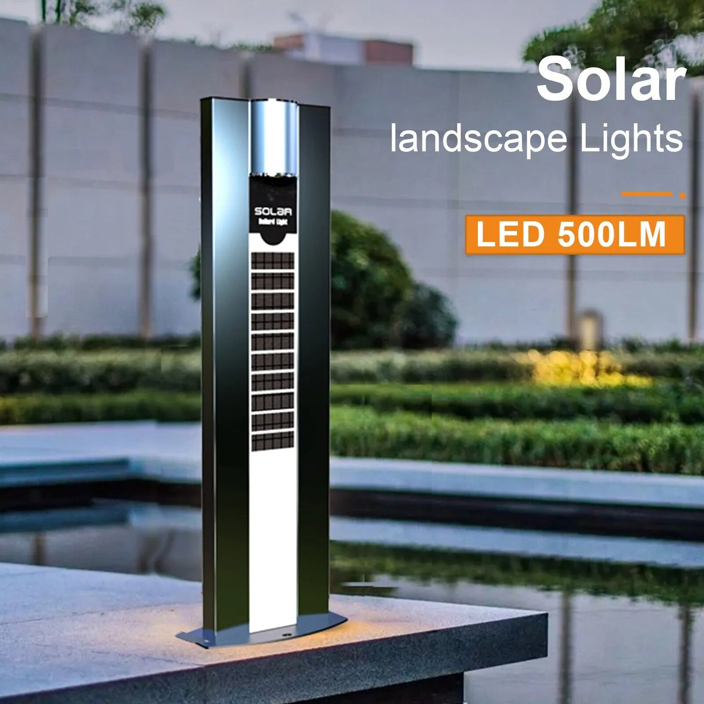 ACMESHINE Aluminium Alloy Double Sided Glass Solar Bollard Light Yard Garden Roadway Waterproof Ip65 Landscape Outdoor Lighting