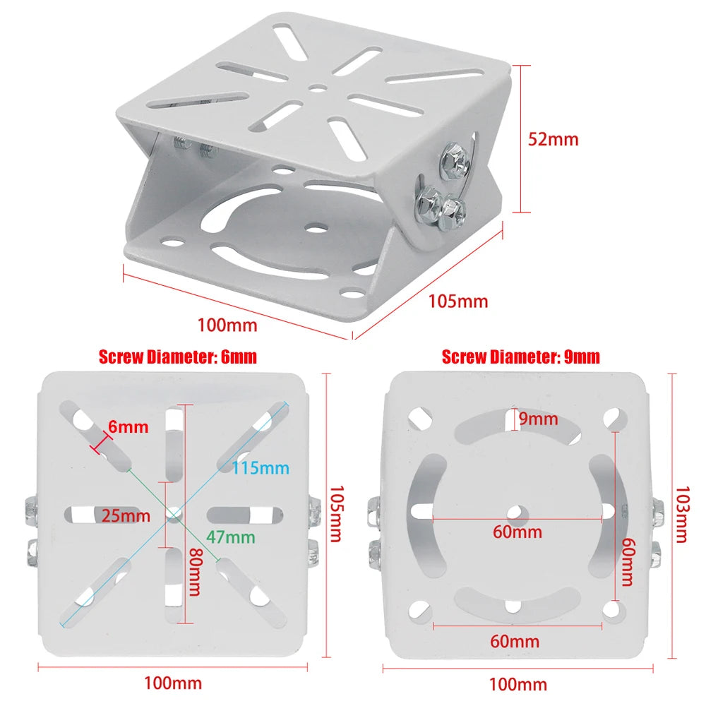 White Duckbill Head 2D Universal Joint Connector Security Surveillance Surveillance CCTV Camera Stand Mounting Bracket Holder