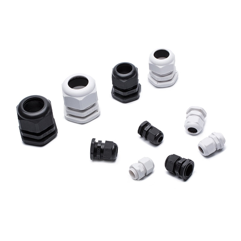 Waterproof IP68 Cable Gland 10pcs Cable Entry PG7 for 3-6.5mm PG9 PG11 PG13.5 PG16 PG19/21/ White Black Nylon Plastic Connector