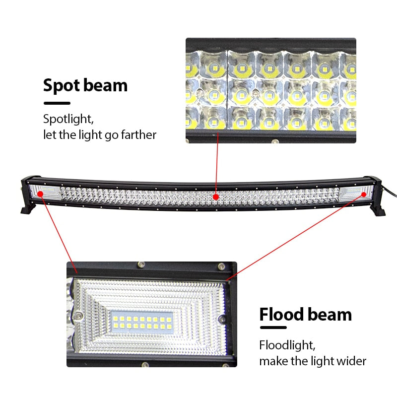 Auxtings 22 32 42 50 52'' Inch Curved Led Light Bar COMBO Led Work light 3D 7D bar Driving Offroad Car Truck 4x4 SUV ATV 12V 24V