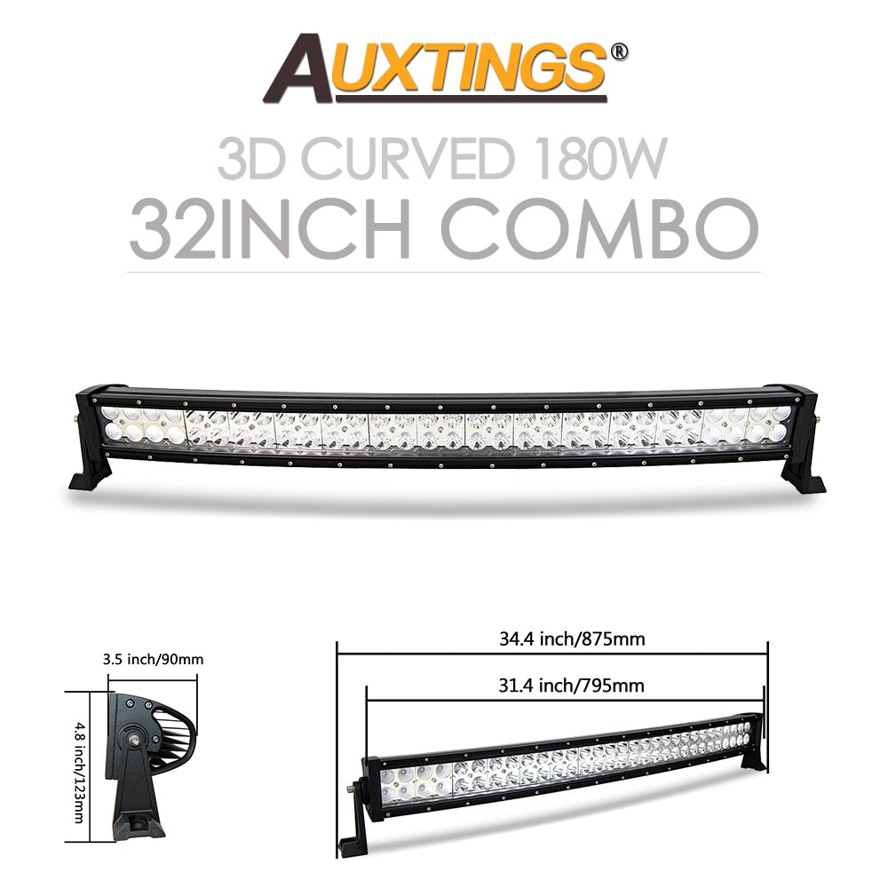 Auxtings 22 32 42 50 52'' Inch Curved Led Light Bar COMBO Led Work light 3D 7D bar Driving Offroad Car Truck 4x4 SUV ATV 12V 24V