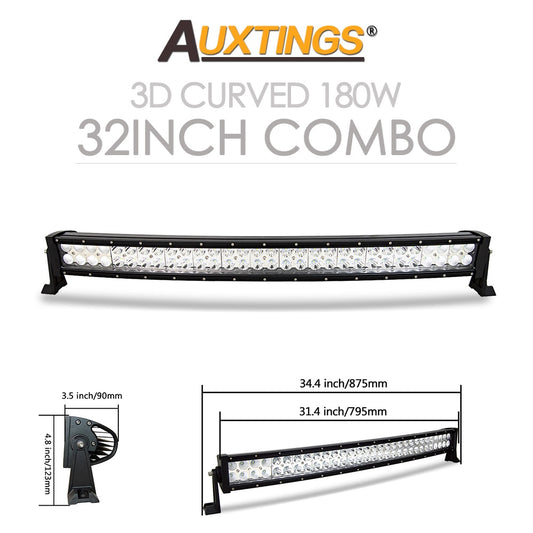 Auxtings 22 32 42 50 52'' Inch Curved Led Light Bar COMBO Led Work light 3D 7D bar Driving Offroad Car Truck 4x4 SUV ATV 12V 24V