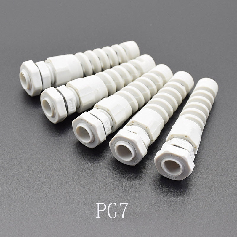 5pcs PG7/PG9/PG11 Cable Gland Connector Plastic Flex Spiral Strain Relief Protector For 3.5-6mm Wire Thread