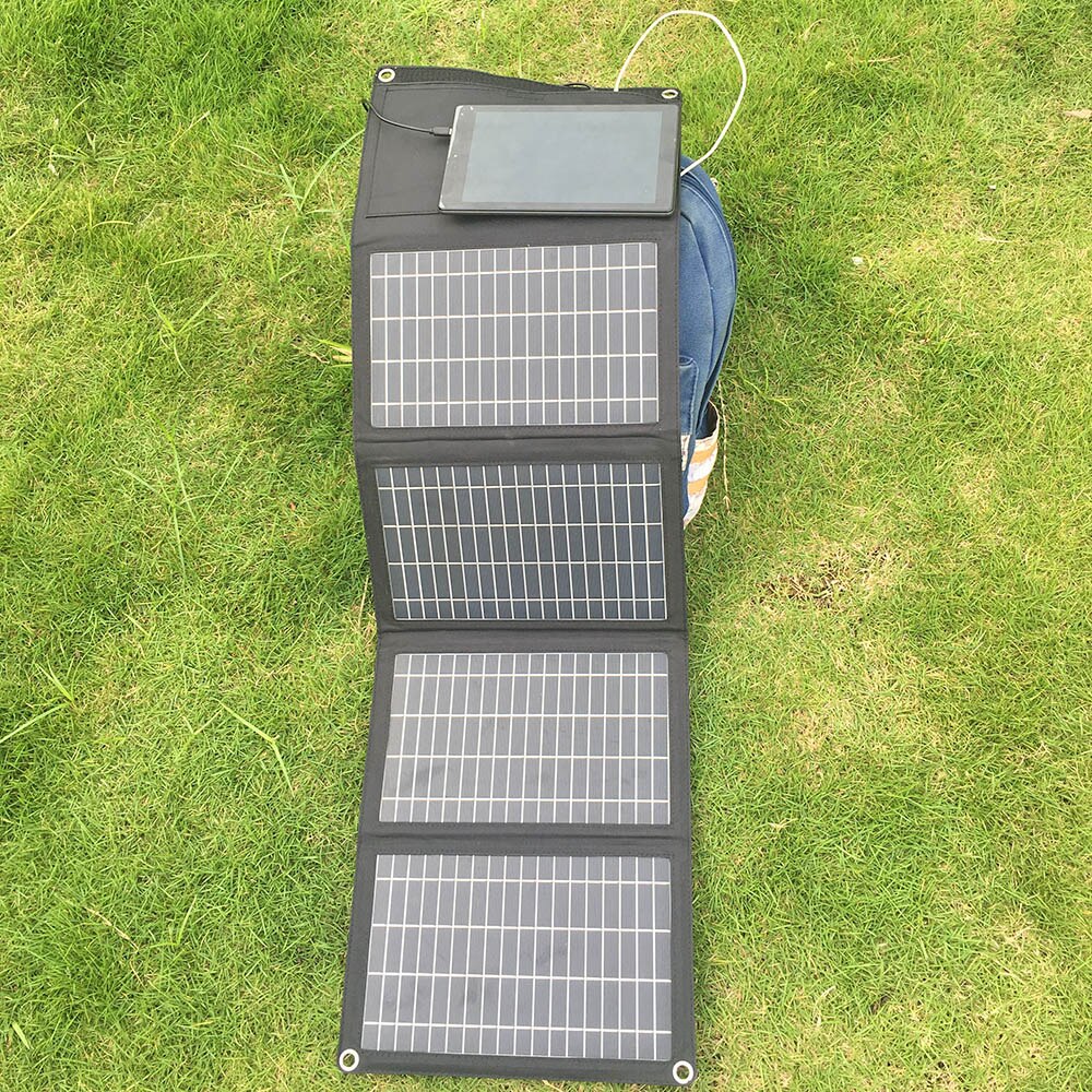 18v 28w foldable solar charger dual USB 5v DC port folding portable 12v battery solar panel 60w