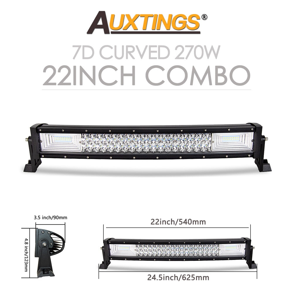 Auxtings 22 32 42 50 52'' Inch Curved Led Light Bar COMBO Led Work light 3D 7D bar Driving Offroad Car Truck 4x4 SUV ATV 12V 24V