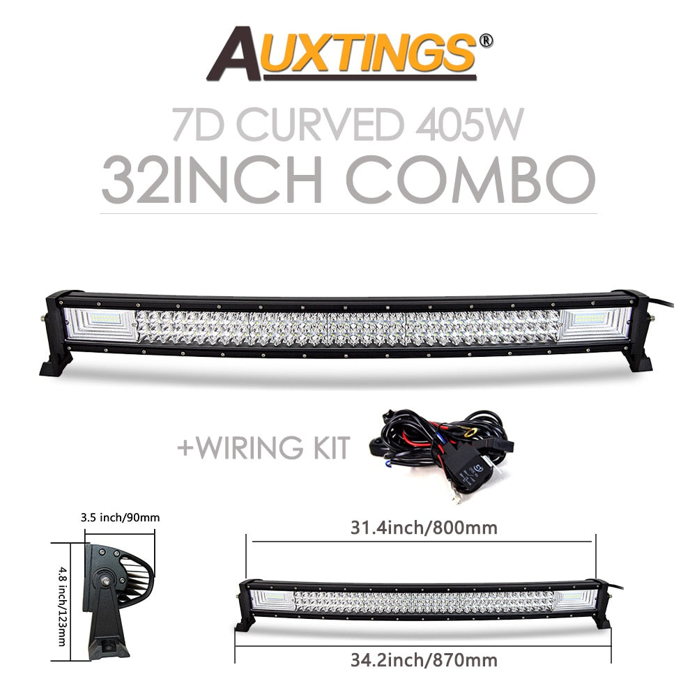 Auxtings 22 32 42 50 52'' Inch Curved Led Light Bar COMBO Led Work light 3D 7D bar Driving Offroad Car Truck 4x4 SUV ATV 12V 24V