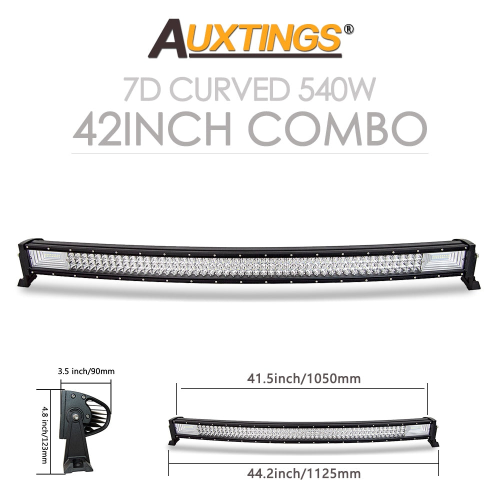 Auxtings 22 32 42 50 52'' Inch Curved Led Light Bar COMBO Led Work light 3D 7D bar Driving Offroad Car Truck 4x4 SUV ATV 12V 24V