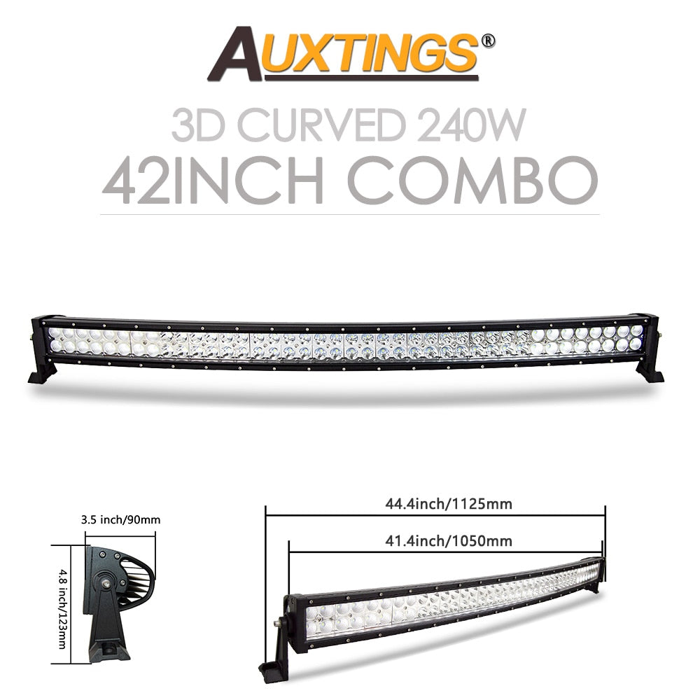 Auxtings 22 32 42 50 52'' Inch Curved Led Light Bar COMBO Led Work light 3D 7D bar Driving Offroad Car Truck 4x4 SUV ATV 12V 24V