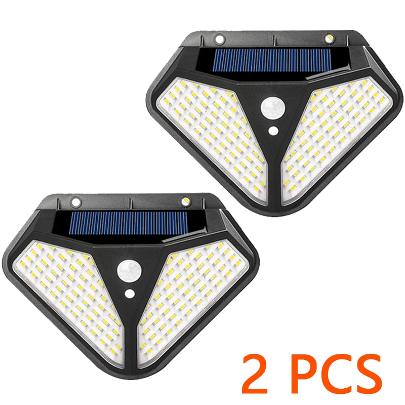 2side 102LED PIR Motion Sensor Solar Energy Street lamp 3 lighting modes Yard Path Home Garden Solar Power Induction Wall Light