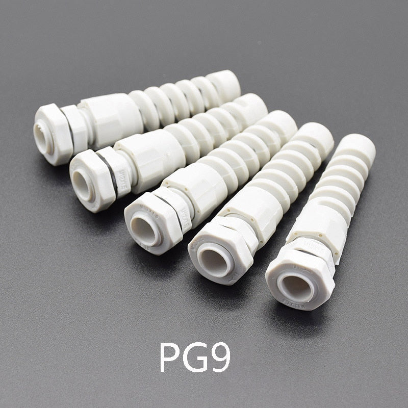 5pcs PG7/PG9/PG11 Cable Gland Connector Plastic Flex Spiral Strain Relief Protector For 3.5-6mm Wire Thread