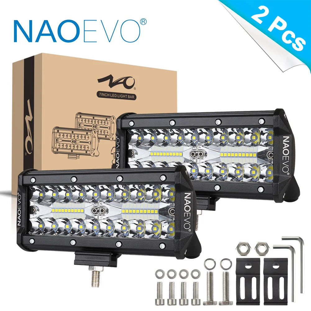 NAOEVO 7 Inch LED Bar Light Off Road 240W 12V 24V Combo Beam led Work Lamp Driving Fog for Niva lada 4x4 Truck ATV Accessories