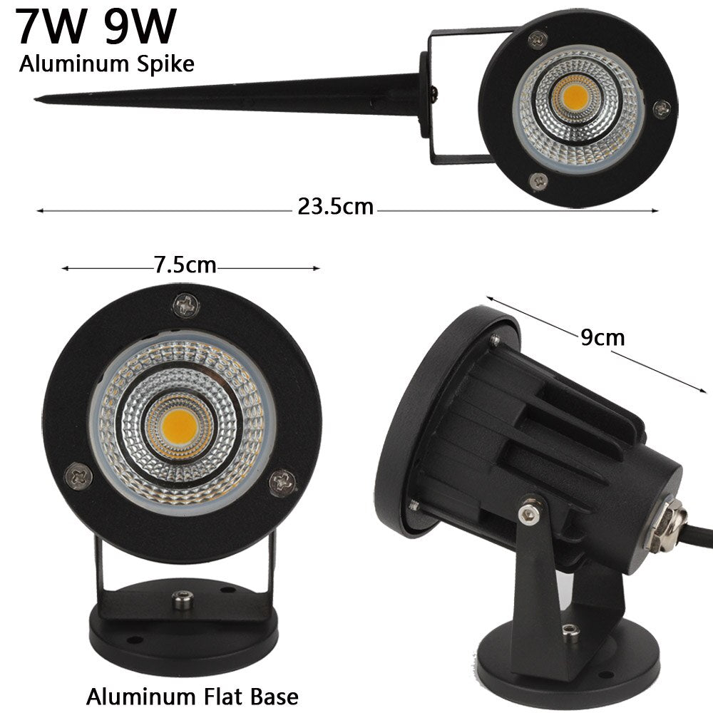 LED COB Garden lighting 3W 5W 7W 9W Outdoor RGB Spike Lawn Lamp Waterproof Lighting Garden Path Spotlights ACDC12V