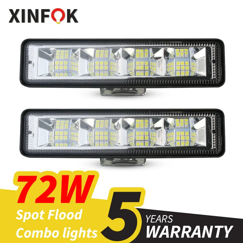 72W Car Work Light LED Bar  4x4 24 LED Working Bar Offroad SUV ATV Tractor Boat Trucks Excavator 12V 24V led Combo Beam