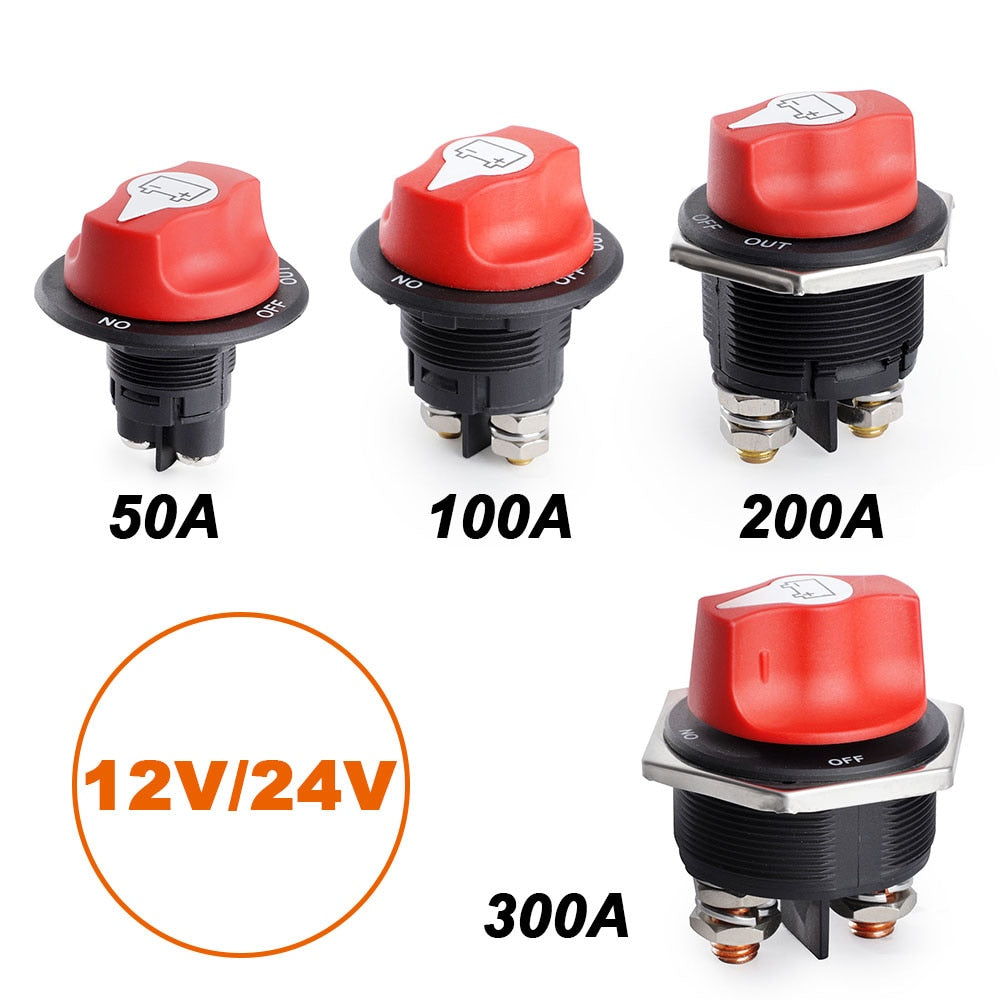 50A Car Battery Race Rally Switch 12V Battery Disconnector Isolator Cut Off Switch Kit for RV Motorcycle Truck Boat