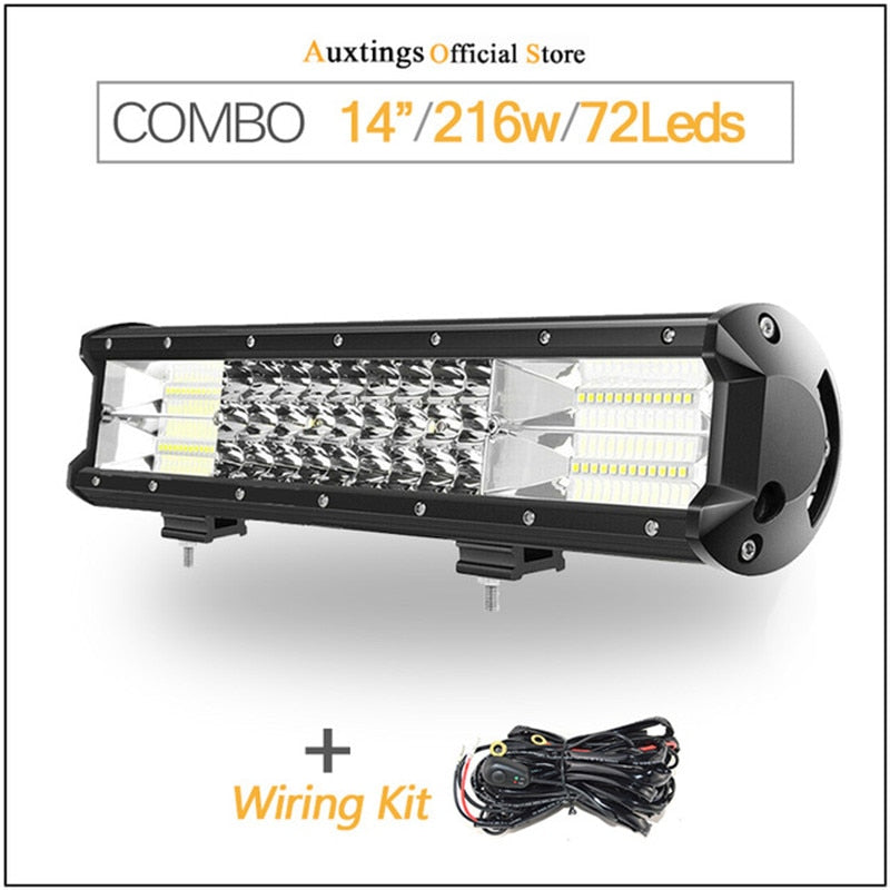 Auxtings 5" 14" 17" 20" 23'' 3-Row LED Light Bar Offroad Led Bar Combo Beam Led Work Light Bar for Truck SUV ATV 4x4 4WD 12v 24V