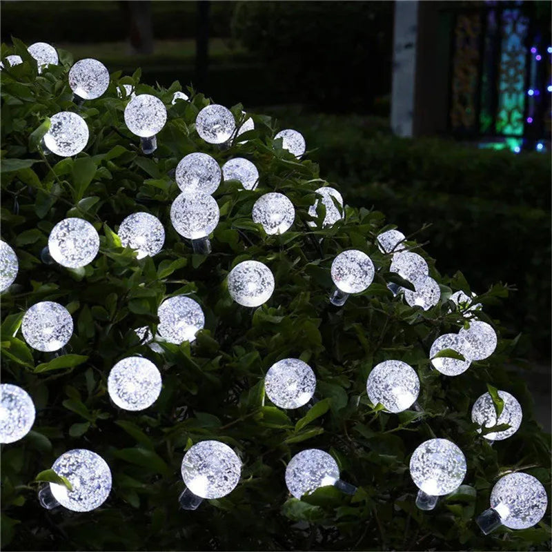 NEW Solar Lamp 10M 50Led Crystal Ball Globe Luz Waterproof Warm White Fairy Light Garden Decoration Outdoor Solar Led String