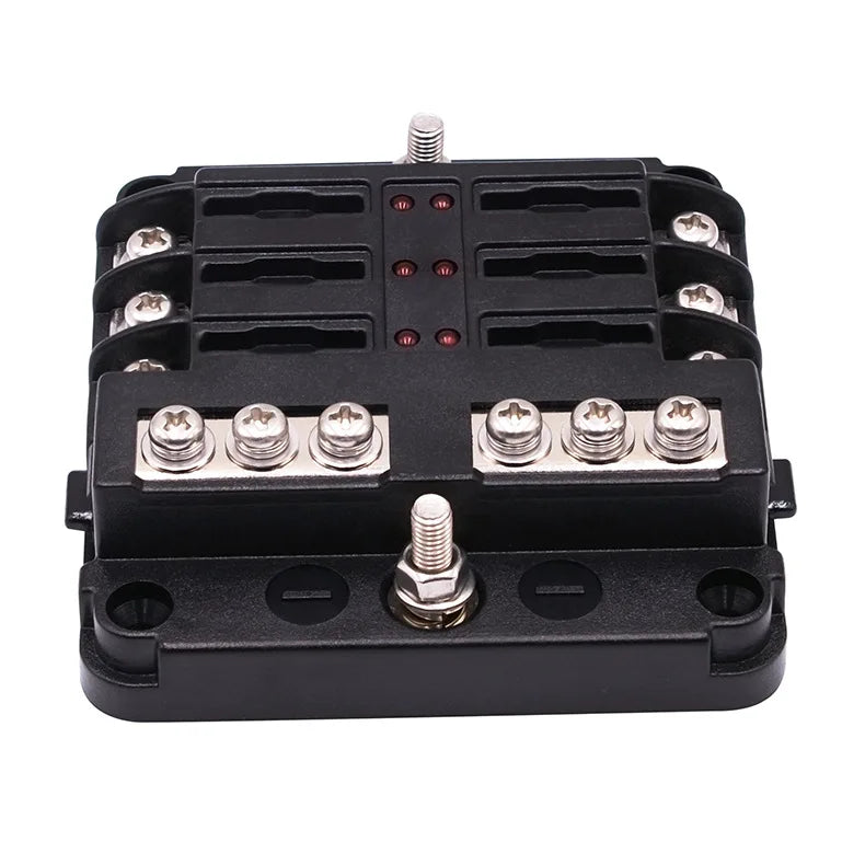 Fuse Box Holder Block Cover Stud Blade 6 Way Terminals Circuit For Car Truck Camper Marine With LED Indicator Light Plastic