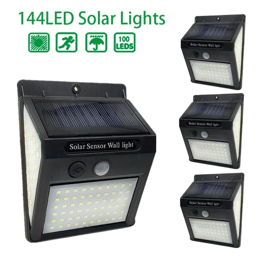 Outdoor 144 LED Solar Light Motion Sensor Waterproof Sunlight Garden Decoration Street Lights Solar Powered Lantern Wall Lamp