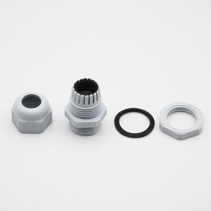 Waterproof IP68 Cable Gland 10pcs Cable Entry PG7 for 3-6.5mm PG9 PG11 PG13.5 PG16 PG19/21/ White Black Nylon Plastic Connector