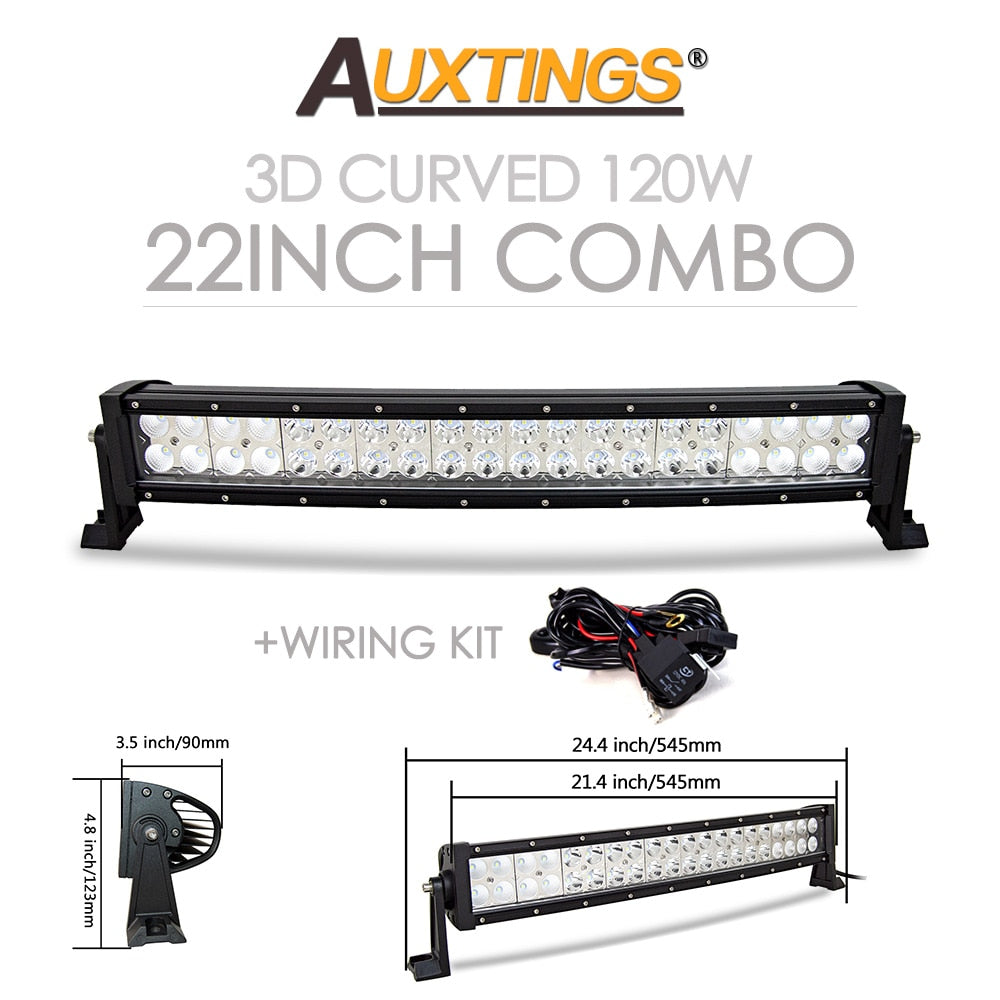 Auxtings 22 32 42 50 52'' Inch Curved Led Light Bar COMBO Led Work light 3D 7D bar Driving Offroad Car Truck 4x4 SUV ATV 12V 24V