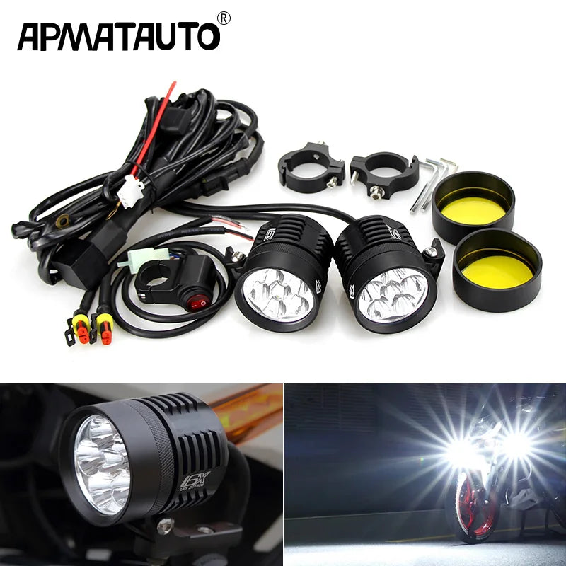 Plug&Play 60w motorcycle headlights auxiliary Fog lamp LED motorbike spotlight accessories For Yamaha HONDA Husqvarna  Kawasaki