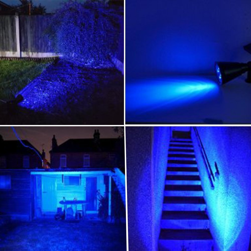 T-SUNRISE Solar Spotlight Outdoor Landscape Lights Waterproof Security Garden Lamp Adjustable for Patio Yard Garden Blue Colour