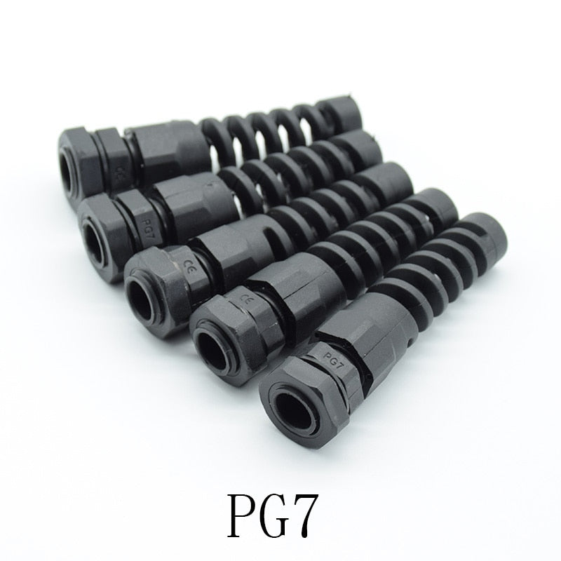 5pcs PG7/PG9/PG11 Cable Gland Connector Plastic Flex Spiral Strain Relief Protector For 3.5-6mm Wire Thread