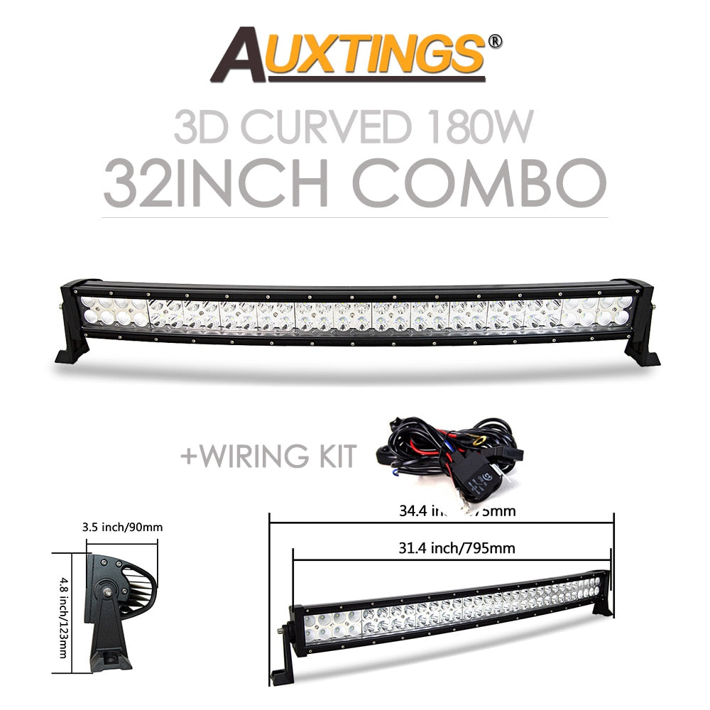 Auxtings 22 32 42 50 52'' Inch Curved Led Light Bar COMBO Led Work light 3D 7D bar Driving Offroad Car Truck 4x4 SUV ATV 12V 24V