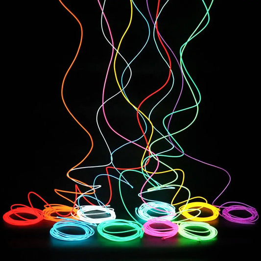 Flexible Neon Light 1M/2M/3M/5M/10M EL Wire Led Neon Dance Party Atmosphere Decor Lamp Rope Tube Waterproof Multicolour Led Strip ( Free Shipping )