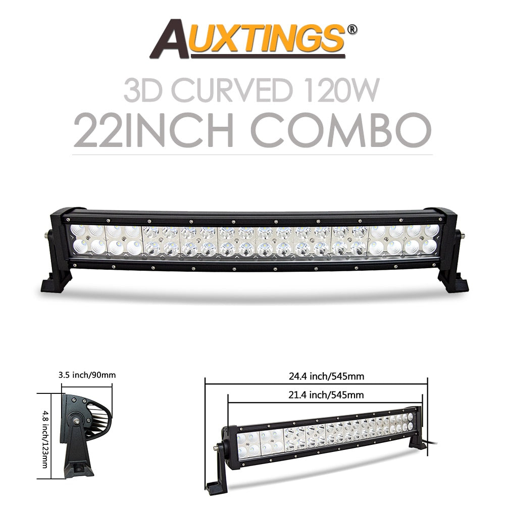 Auxtings 22 32 42 50 52'' Inch Curved Led Light Bar COMBO Led Work light 3D 7D bar Driving Offroad Car Truck 4x4 SUV ATV 12V 24V