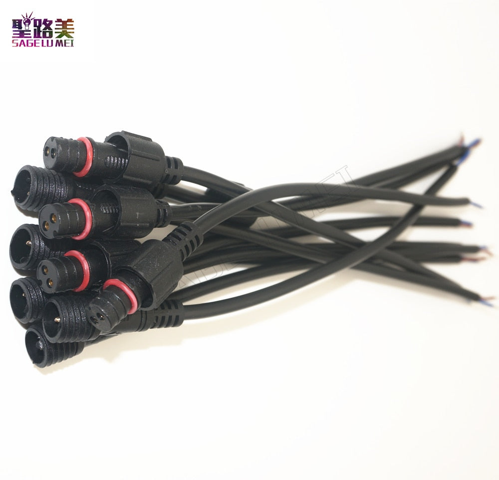 5/10/20/50 pairs Male to Female 2pin 3pin 4pin 5pin Waterproof wire led Connector IP68 Black Cable 20cm Pigtail for LED Light