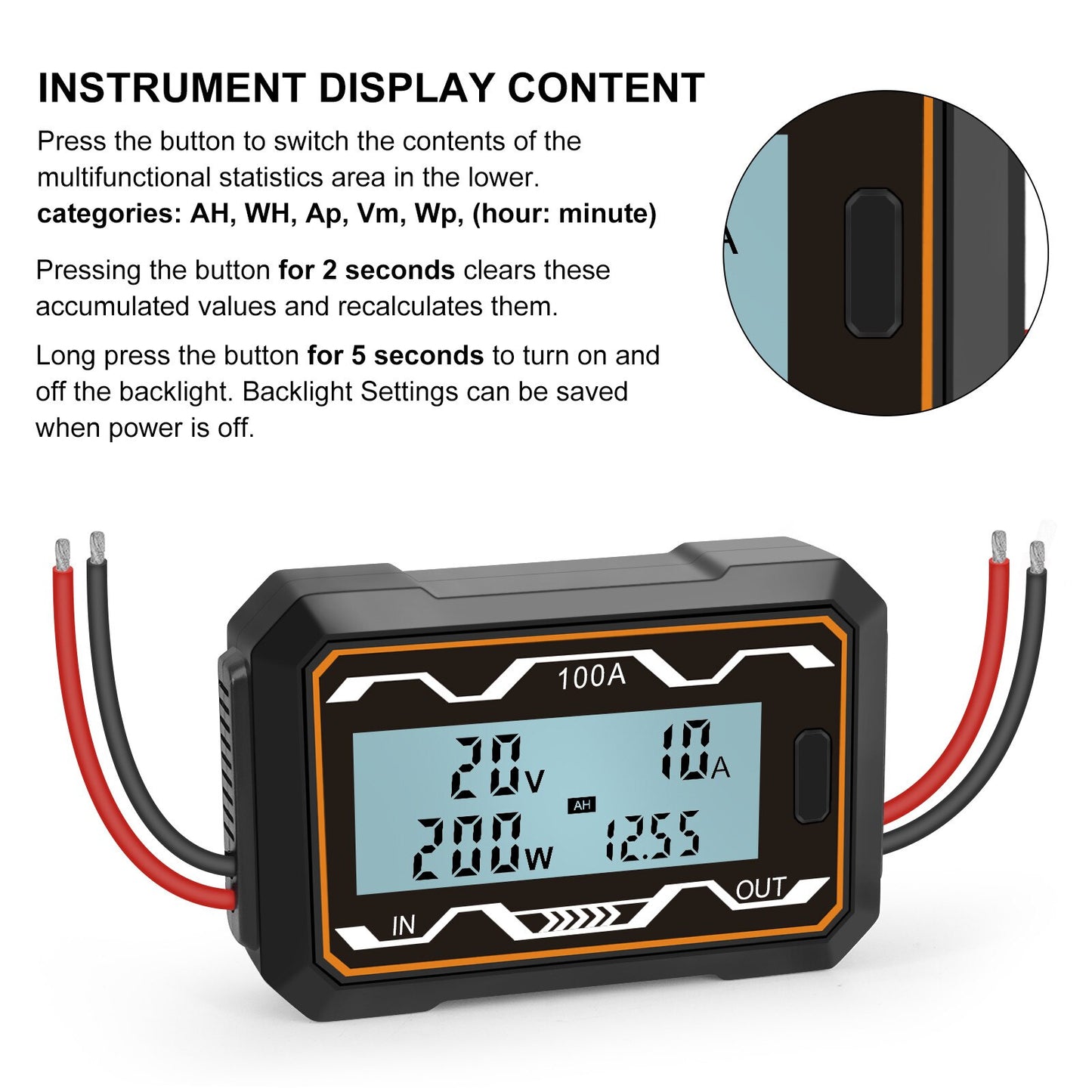 100A DC LCD Digital Monitor Amp Watt Meter RC Car Battery Solar Tester Power Analyser 0-60V