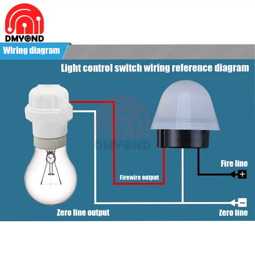 Photocell Sensor Switch for Street Light Auto-On at Dusk Auto-Off at Dawn 12V-DC 10A Waterproof Light Control Switch 50-60Hz