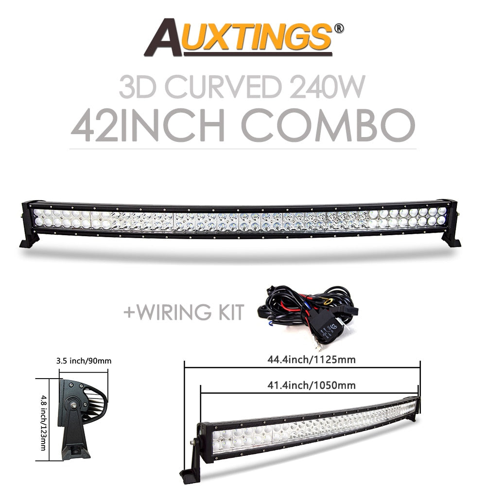 Auxtings 22 32 42 50 52'' Inch Curved Led Light Bar COMBO Led Work light 3D 7D bar Driving Offroad Car Truck 4x4 SUV ATV 12V 24V