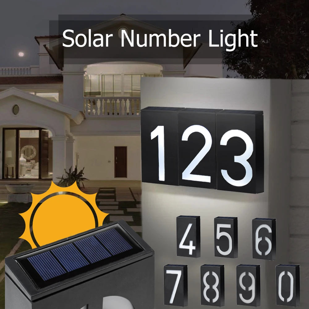 House Number Outdoor Solar Lights Outdoor Garden Lamp For Country House Solar House Number Door Plate