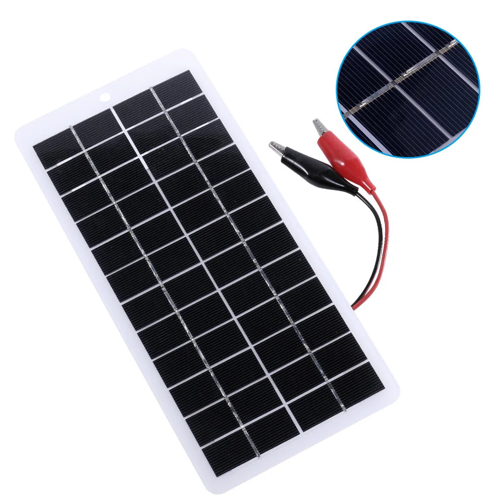 20W 12V Solar Panel Polysilicon Solar Panel Portable Solar Cell Solar Battery Charger Carabiner For Power Bank Outdoor Lamp Pump