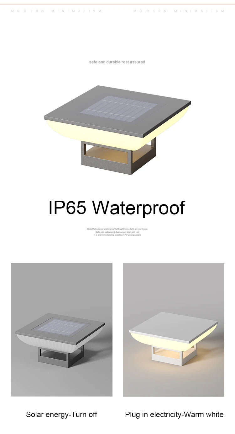 Solar Pillar Lights LED Wall Lamp Solar Energy Home Decor Lighting Outdoor Waterproof Fence Villa Gate Garden Door Courtyard