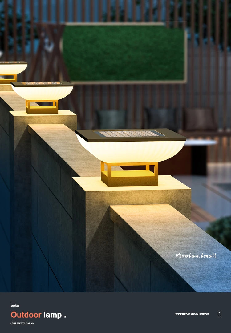 Solar Pillar Lights LED Wall Lamp Solar Energy Home Decor Lighting Outdoor Waterproof Fence Villa Gate Garden Door Courtyard