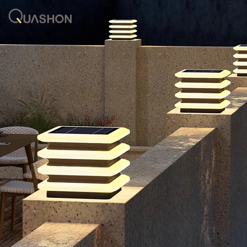 Waterproof Solar Wall Lawn Lamp Solar Column Head Light Outdoor Courtyard Door Pillar Lamp Outdoor Post Light Villa DoorLighting