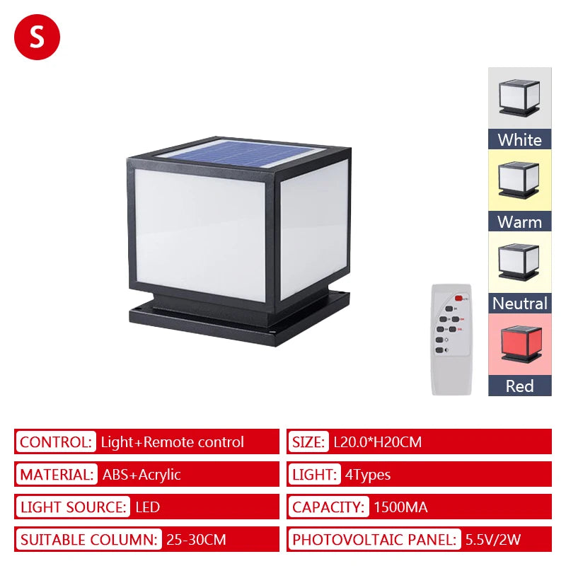 Solar LED Waterproof Lighting Outdoor Solar with Remote Control Dimming Porch Courtyard Garden Outdoor Decorative Lighting