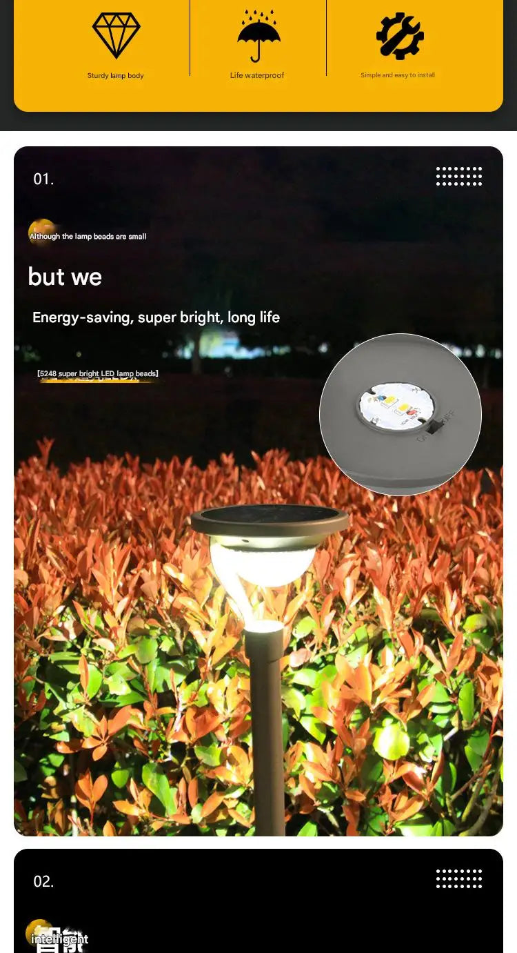 Solar Landscape Pathway Lights Super Bright Warm White Waterproof Solar Garden Lamp for Outdoor Pat Sidewalk Driveway Walk Way