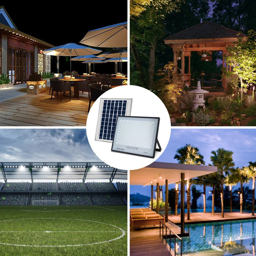 Super Bright 300W Solar Lights Outdoor LED Solar Spotlight Waterproof Foco Exteriores 200W 100W Split Flood Light Remote Control