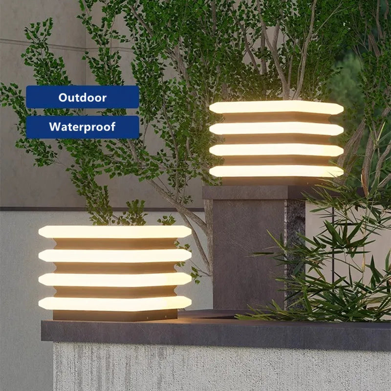 Waterproof Solar Wall Lawn Lamp Solar Column Head Light Outdoor Courtyard Door Pillar Lamp Outdoor Post Light Villa DoorLighting