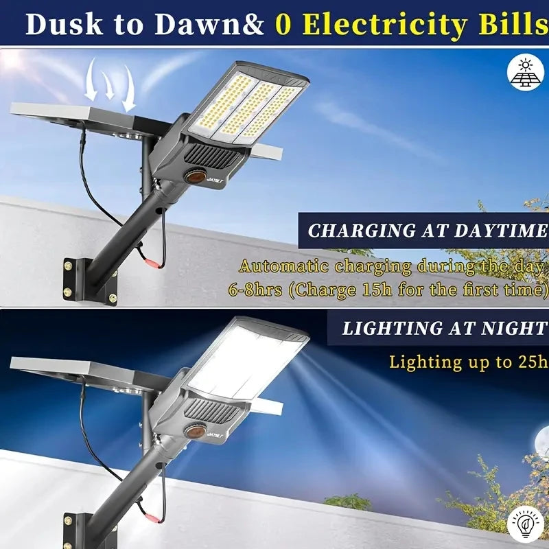 8000W Solar Street Lights 480000LM Commercial Parking Lot Light Dusk to Dawn 6500K Solar Security Flood Lights for Road Garden