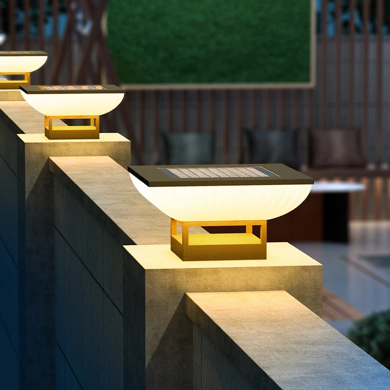 Solar Pillar Lights LED Wall Lamp Solar Energy Home Decor Lighting Outdoor Waterproof Fence Villa Gate Garden Door Courtyard