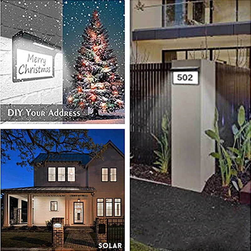 Outdoor House Number Solar Light Address Sign LED Solar Doorplate Wall Lamp Waterproof Plaque Solar Lighting for Garden Street