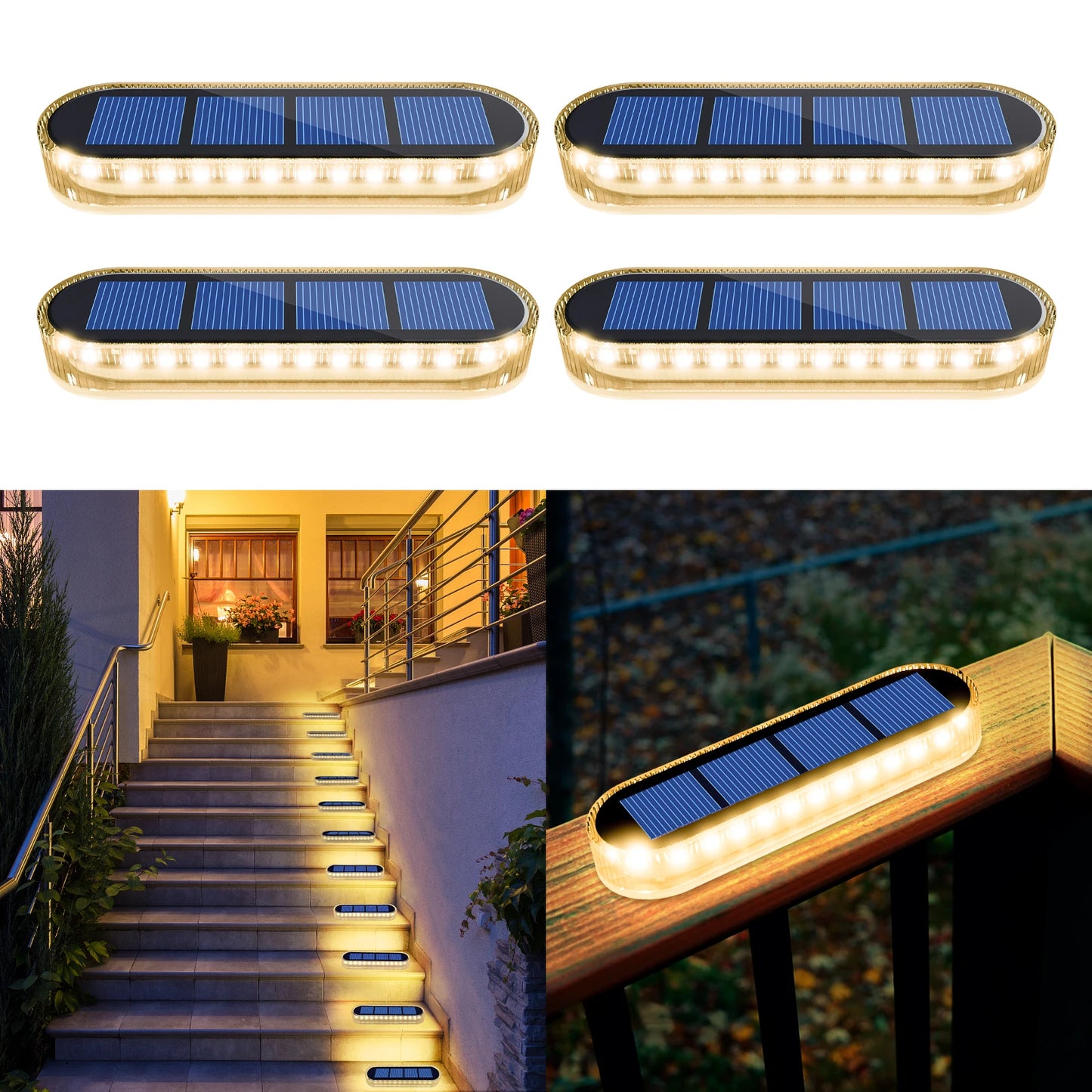 Quality Solar Deck Lights Auto On/OFF Outdoor Waterproof IP68 Led Solar Garden Step Lights for Stairs Fence Yard Patio Pathway