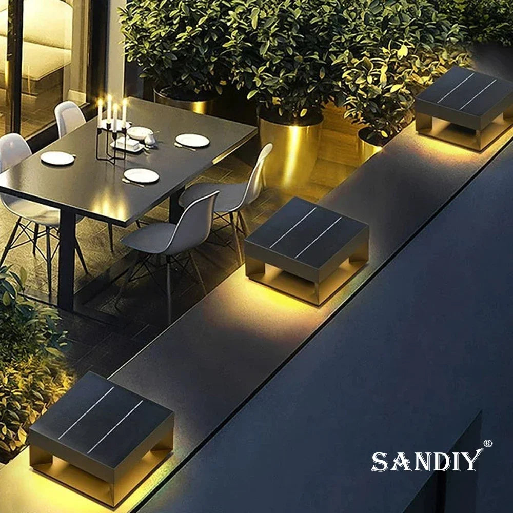 SANDIY Outdoor Wall Lights Solar Powered Fence Lamp Yard Pillar Lighting Villa Gate Waterproof Garden Street Decor Luminaires