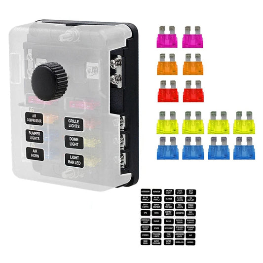 Blade Fuse Holder Block & Warning Indicator Power Distribution Panel Board Car Boat Fuse Box Holder-A34G