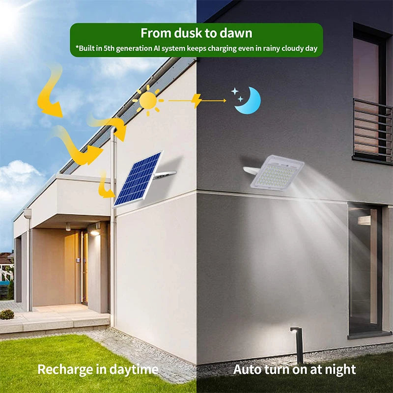 200W Solar Spotlight Flood Light Bright Outdoor Remote Control Solar LED Street Light Floodlight Panel Solar flood light